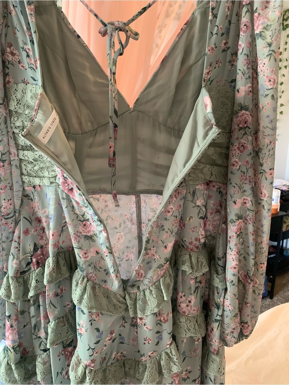 Altar'd State Mint Floral Ruffle Mini Dress - Picture 7 of 8